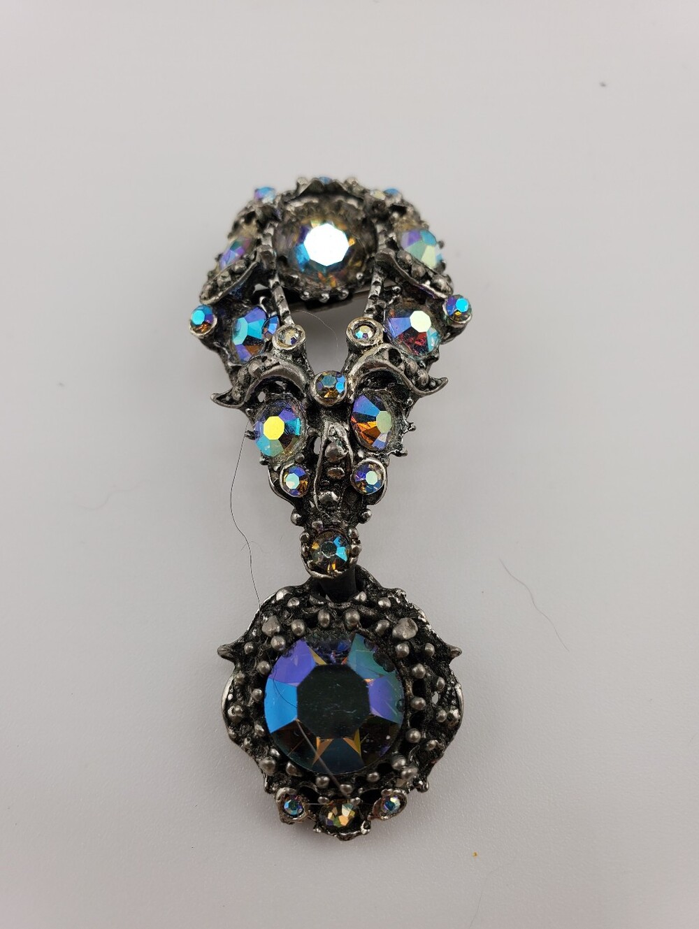 Vintage AB Rhinestone Dangle Brooch
